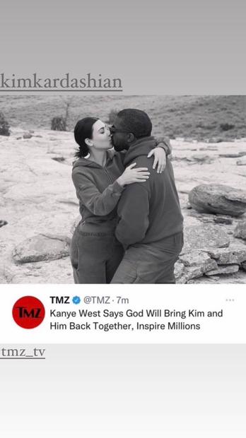 Buscando reconciliação, Kanye West publica foto beijando Kim