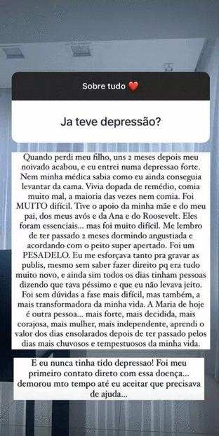 Maria Lina conta sobre sua depressão nas redes sociais