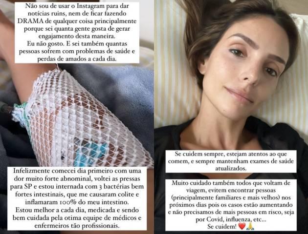 Carol Celico é internada com colite em hospital de São Paulo