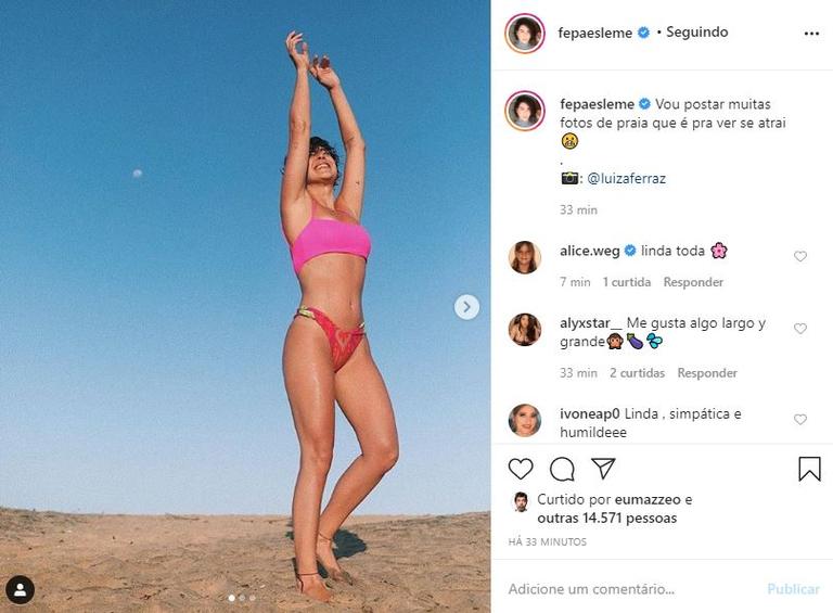 ''Fotos de praia pra ver se atrai'', diz Fernanda Paes Leme 