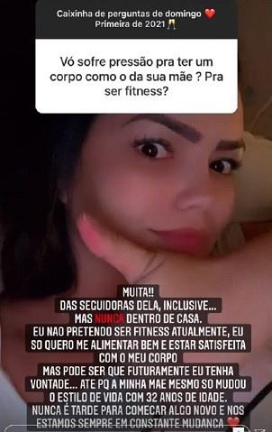 Filha de Kelly Key diz que sofre pressão para ser fitness