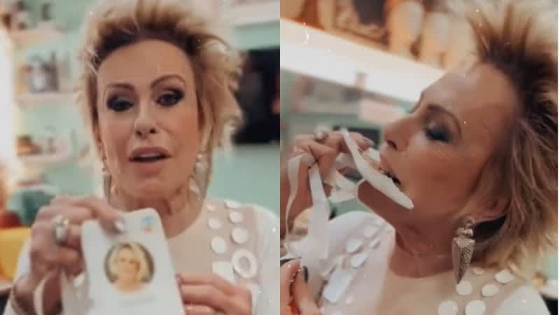 Ana Maria Braga surpreende a web ao surgir comendo seu crachá da TV Globo - Reprodução/Instagram