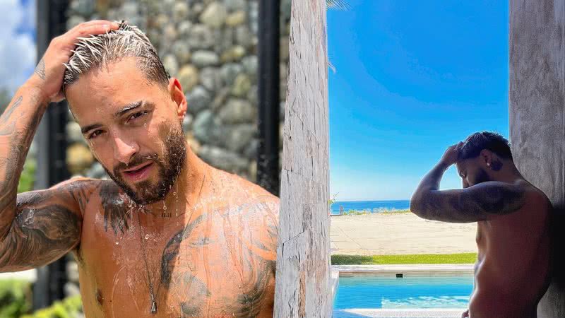 Maluma baixa a toalha até o limite e deixa parte do bumbum à mostra em clique sensual - Foto/Instagram