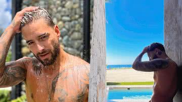 Maluma baixa a toalha até o limite e deixa parte do bumbum à mostra em clique sensual - Foto/Instagram