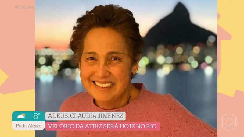 Claudia Jimenez será velada no Memorial do Carmo, no Rio de Janeiro - Reprodução/TV Globo