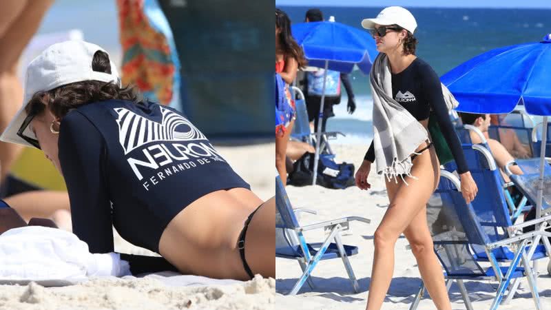 Flagrada por fotógrafos na praia, Agatha Moreira foi simpática com paparazzis na areia do Rio de Janeiro - Foto: Fabricio Pioyani / AgNews