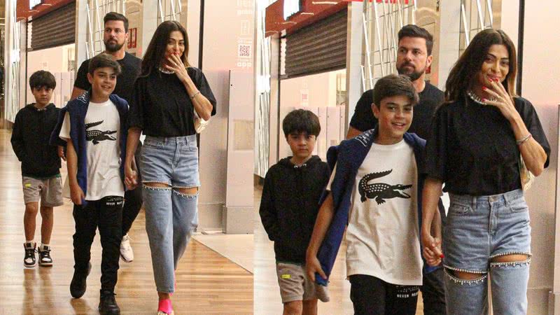 Na companhia dos filhos e do marido, Juliana Paes vai às compras em shopping - Fotos: Getty Images