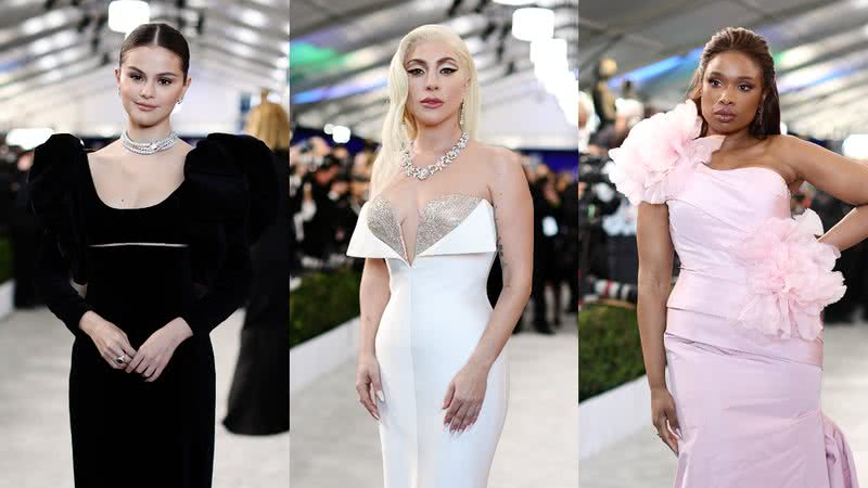 Selena Gomez, Lady Gaga e Jennifer Hudson no tapete vermelho do SAG Awards 2022 - Getty Images