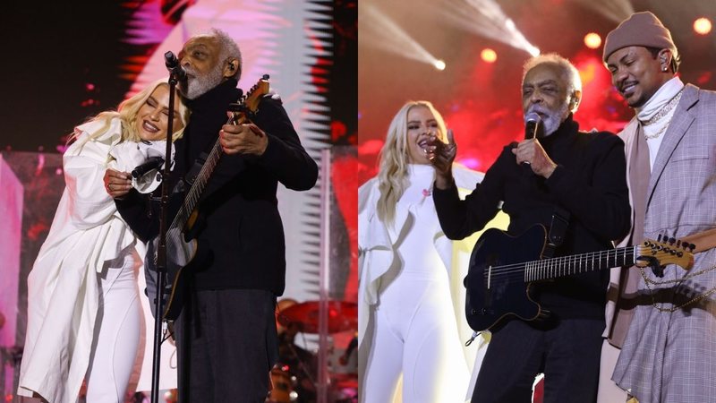 Gilberto Gil canta ao lado de Luísa Sonza e Xamã - Foto: Lucas Ramos / Agnews