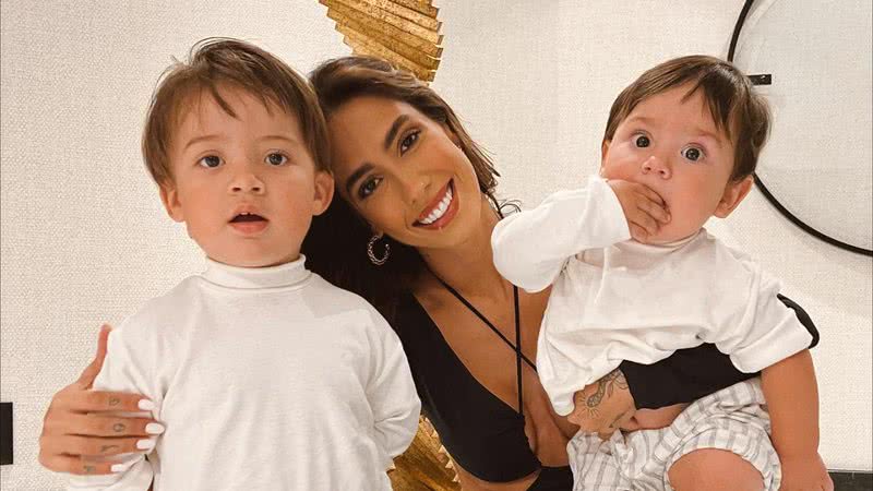 Gabi Brandt com os filhos, Davi e Henri. - Reprodução/Instagram