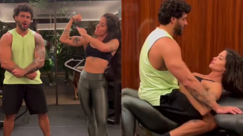 Aline Campos mostra treino inusitado com Jesus Luz: "Casal fitness" - Reprodução/Instagram