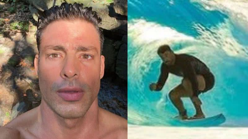 Cauã Reymond arrancou suspiros da web ao posar surfando - Foto: Reprodução / Instagram