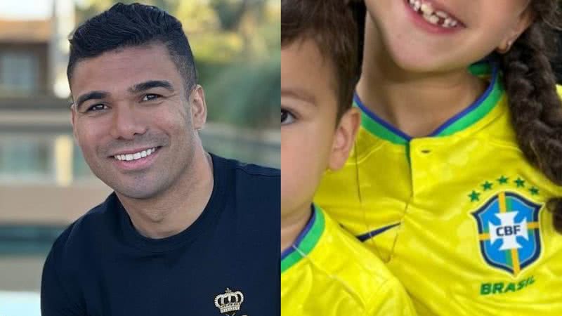 Filhos de jogador Casemiro dão show de fofura ao torcerem pelo pai - Reprodução/Instagram