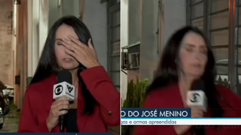 Vanessa Medeiros desmaia ao vivo na TV Tribuna - que é afiliada da Globo no litoral de São Paulo - Foto: Reprodução / TV Tribuna