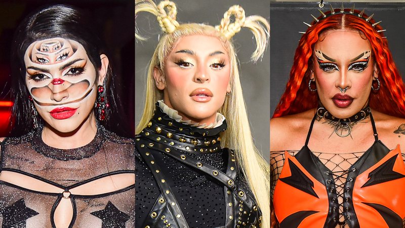 Cleo, Pabllo Vittar e Gloria Groove capricham nos looks para festa de Halloween - Fotos: AgNews