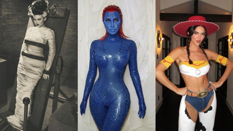 Kylie e Kendall Jenner e a irmã Kim Kardashian surgiram super produzidas em suas fantasias de Halloween - Reprodução: Instagram