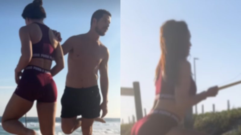 Rafa Kalimann treina na praia com José Loreto - Reprodução/Instagram