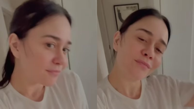 Só de camiseta, Alessandra Negrini esbanja beleza natural ao surgir dançando: - Reprodução/Instagram