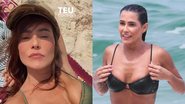 De biquíni fio dental, Deborah Secco empina o bumbum na praia - Reprodução/Instagram/Agnews