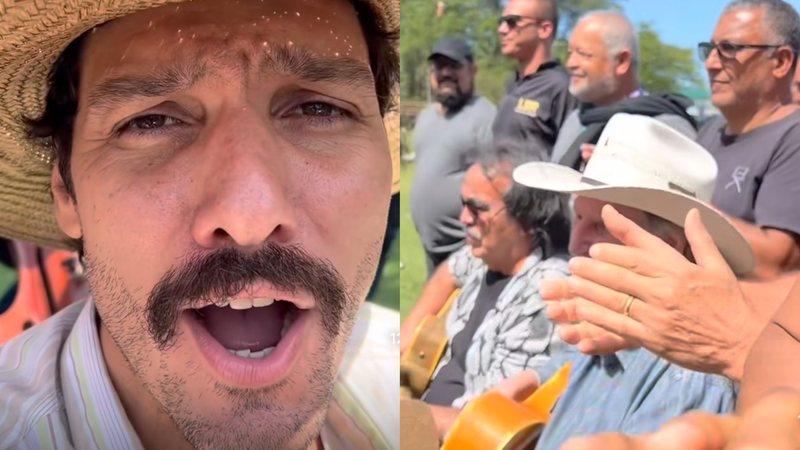 Guito exibe bastidores de 'Pantanal' com Almir Sater e Sérgio Reis e equipe - Reprodução/Instagram