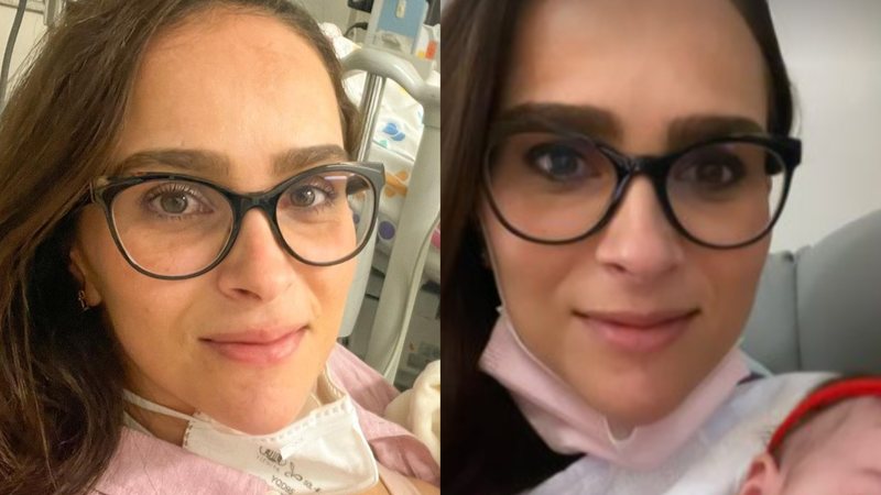 Leticia Cazarré surge com a caçula, Maria Guilhermina, no hospital - Reprodução/Instagram