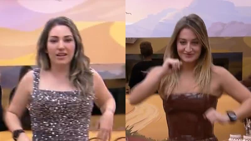 Amanda e Bruna Griphao provam os looks para a final do BBB 23 - Foto: Reprodução / Globo