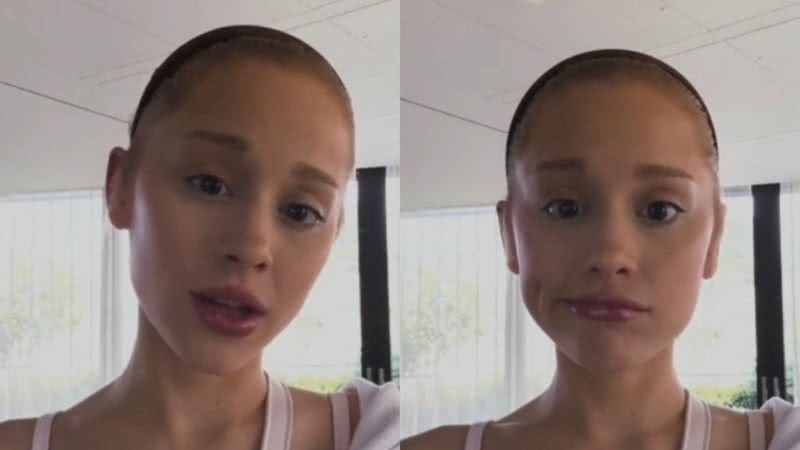 Ariana Grande surgiu sem maquiagem para comentar sobre críticas feitas ao seu corpo - Reprodução: TikTok