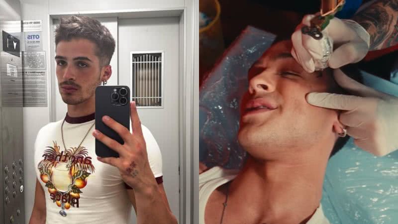 Ator João Guilherme ironiza dor de fazer tatuagem no rosto durante sessão - Foto: Reprodução / Instagram