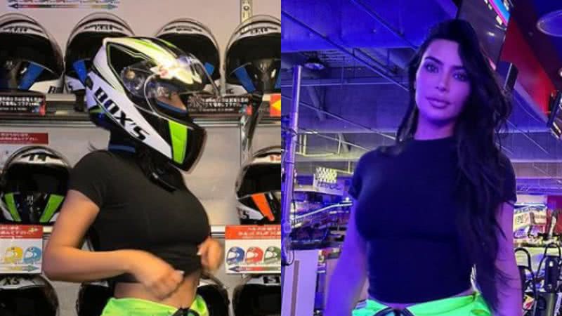 Influenciadora e modelo Kim Kardashian corre de kart com os filhos em viagem ao Japão - Foto: Reprodução / Instagram