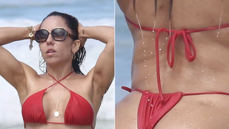 Mulher Melão é flagrada em dia na praia - Fotos: Fabricio Pioyani / AgNews