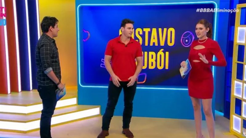 Bruno de Luca, Gustavo e Ana Clara no programa 'BBB - A Eliminação' - Foto: Reprodução / Globo