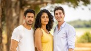 Caio (Cauã Reymond), Aline (Barbara Reis) e Daniel (Johnny Massaro) na novela 'Terra e Paixão', da Globo - Foto: Globo/João Miguel Júnior