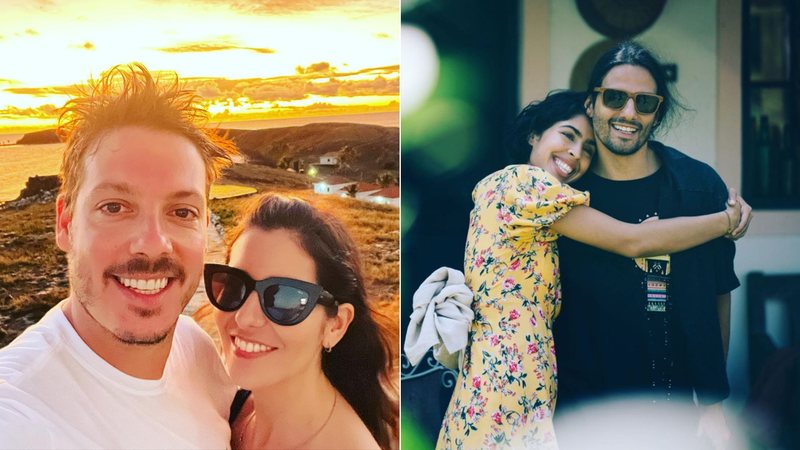 Montagem de fotos dos casais Fabio Porchat e Nataly Mega, e Bela Gil e João Paulo Demasi - Foto: Reprodução/Instagram