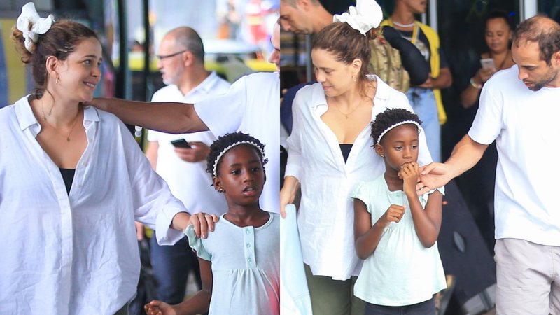 Leandra Leal foi fotografada com a família após desembarcar no Aeroporto Santos Dumont, no Rio - Foto: Agnews