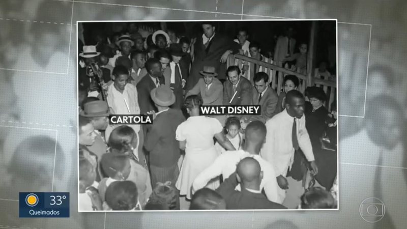 Walt Disney teve um gostinho do Carnaval da Portela em sua visita - Reprodução/Globo