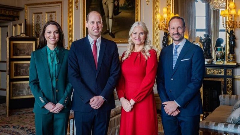 Príncipe William e Kate Middleton posaram para foto com o Príncipe e Princesa da Noruega - Reprodução: Instagram