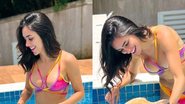 Bruna Biancardi esbanjou decote generoso em fotos na piscina com o cachorro - Foto: Reprodução/Instagram