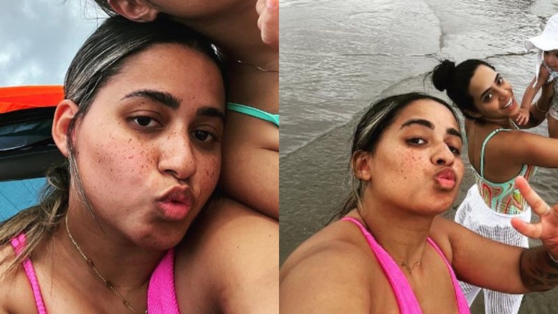 Cantora MC Loma curte dia de praia acompanhada da filha, Melanie, de apenas quatro meses - Foto: Reprodução / Instagram