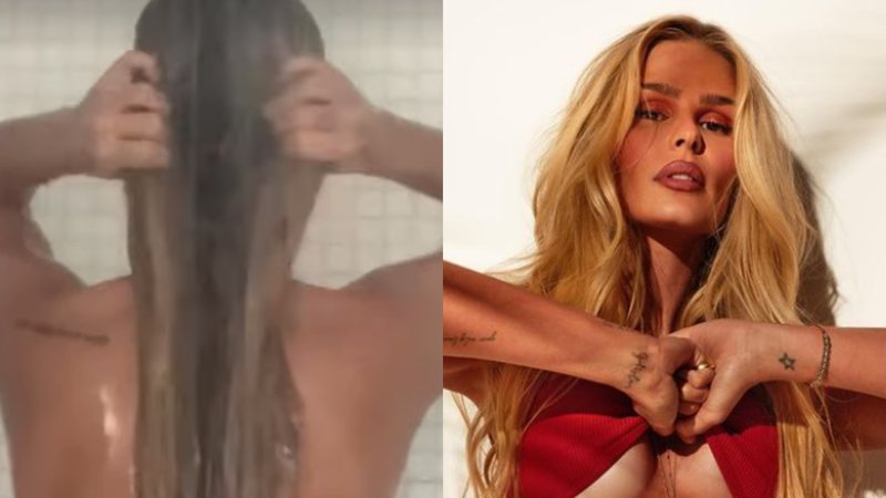 Ao mostrar os cuidados com seus cabelos, modelo Yasmin Brunet exibe tatuagens pelo corpo - Foto: Reprodução / Instagram