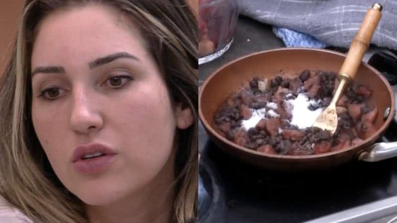 Amanda choca com quantidade de sal na comida - Reprodução/Globo