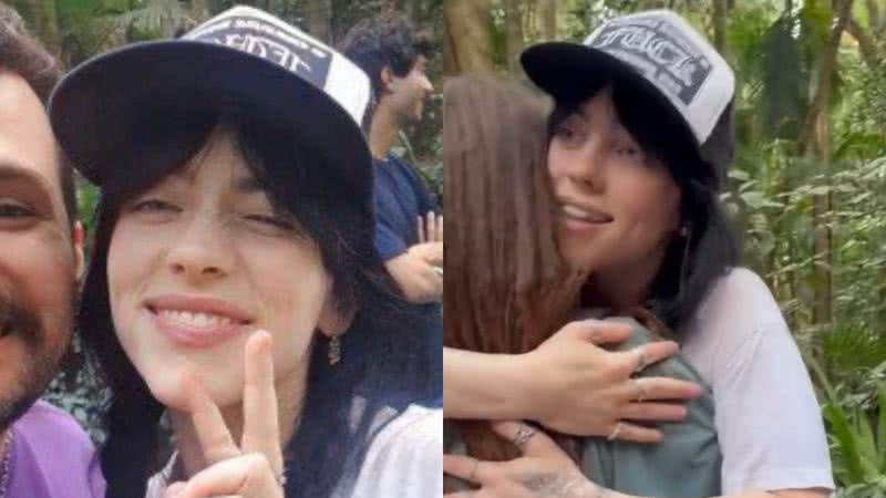 Pela primeira vez no Brasil, cantora americana Billie Eilish mostra simpatia com fãs brasileiros - Foto: Reprodução / Twitter / Instagram