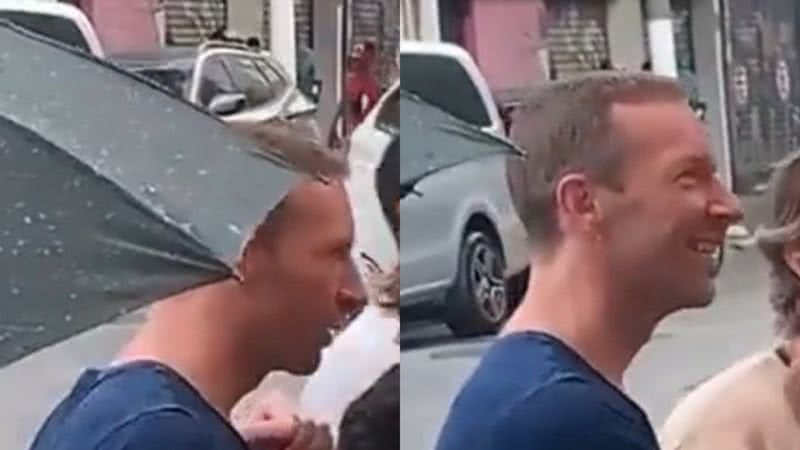 Chris Martin, o vocalista da banda Coldplay, foi filmado em roda de samba em São Paulo - Reprodução: Twitter