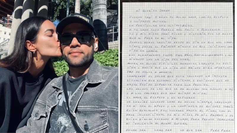 Daniel Alves manda carta para Joana Sanz - Foto: Reprodução/Instagram