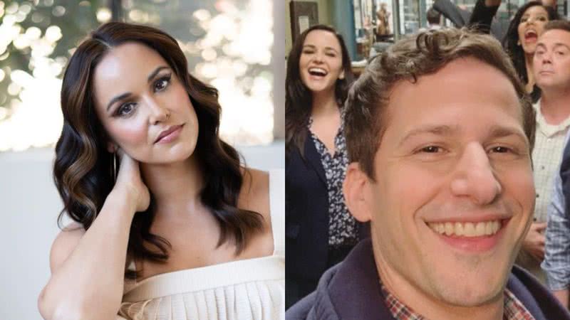 Atores Andy Samberg e Melissa Fumero vivem o casal de policiais Jake Peralta e Amy Santiago em Brooklyn Nine-Nine - Foto: Reprodução / Instagram