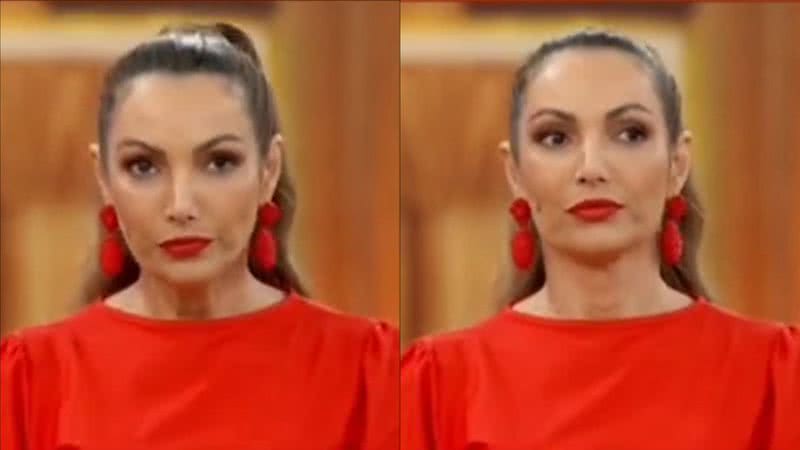 Patrícia Poeta tenta disfarçar ao ouvir nome de emissora concorrente - Foto: Reprodução/Globo