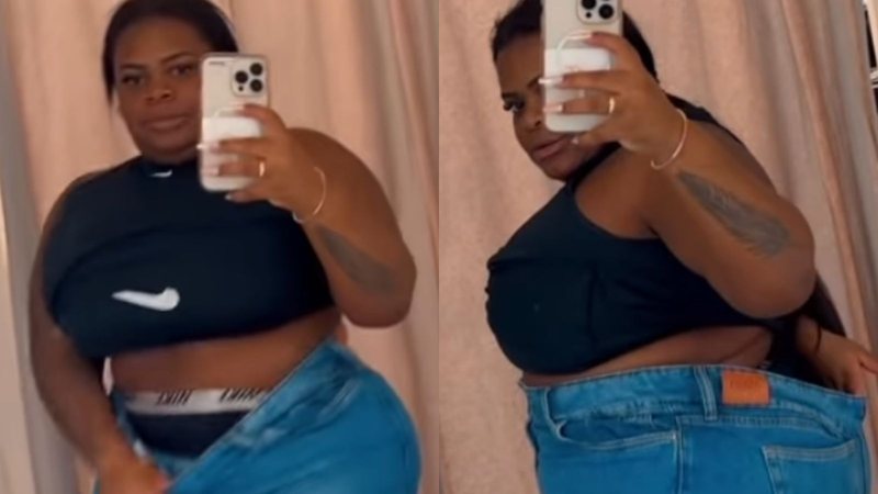 Jojo Todynho celebra ao provar calça jeans larga - Reprodução/Instagram