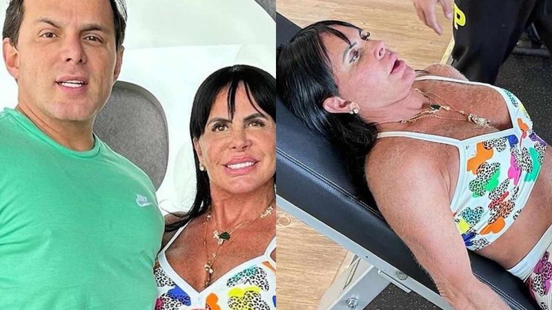 Gretchen exibe corpão na academia ao lado do marido - Reprodução/Instagram