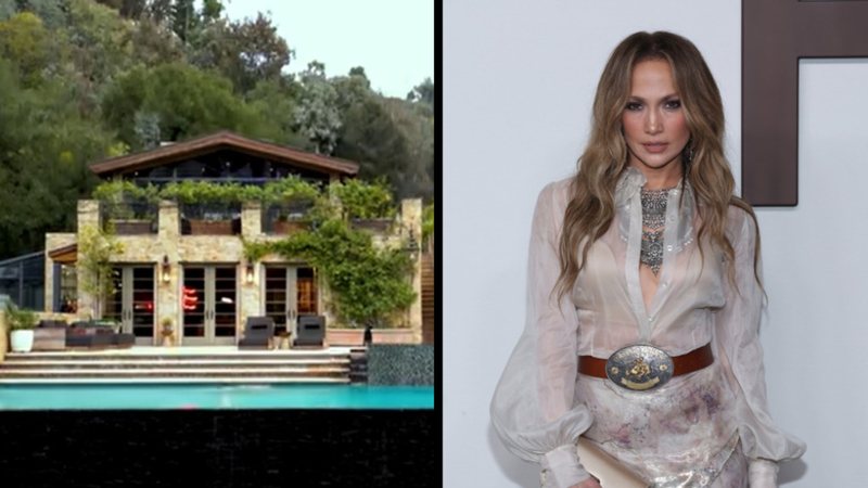 A mansão de Bel-Air de J-Lo possui uma luxuosa biblioteca e uma casa para hóspedes - Reprodução: YouTube/Foto: Getty Images