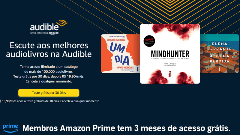 Serviço oferece acesso ilimitado a mais de 100 mil audiobooks por apenas R$19,90 mensais - Reprodução/Amazon