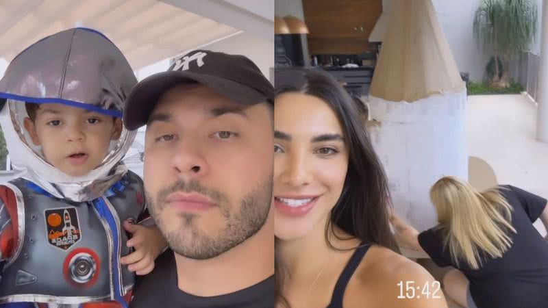 Murilo Huff com o filho, Leo, e namorada do cantor, Gabriela Versiani - Reprodução Instagram